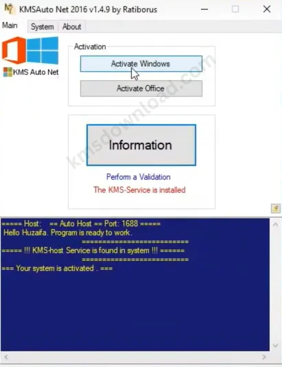 Activate Windows using KMSAuto Net