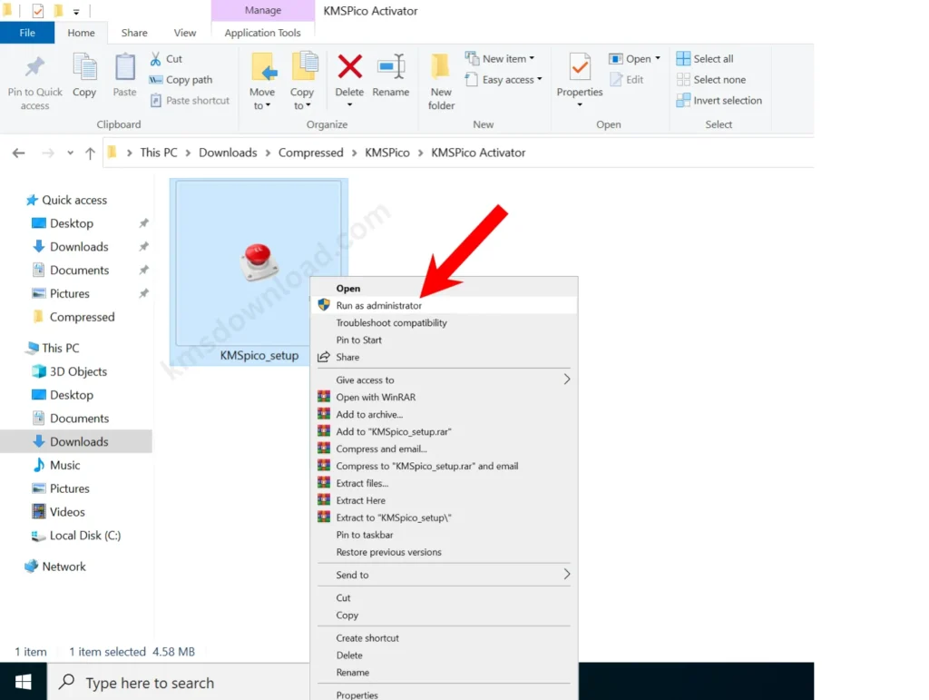 Run as Administrator - KMSpico