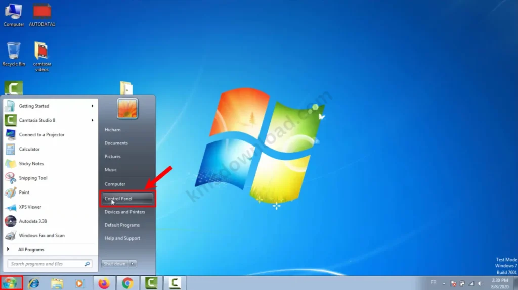 Open Control Panel Windows 7