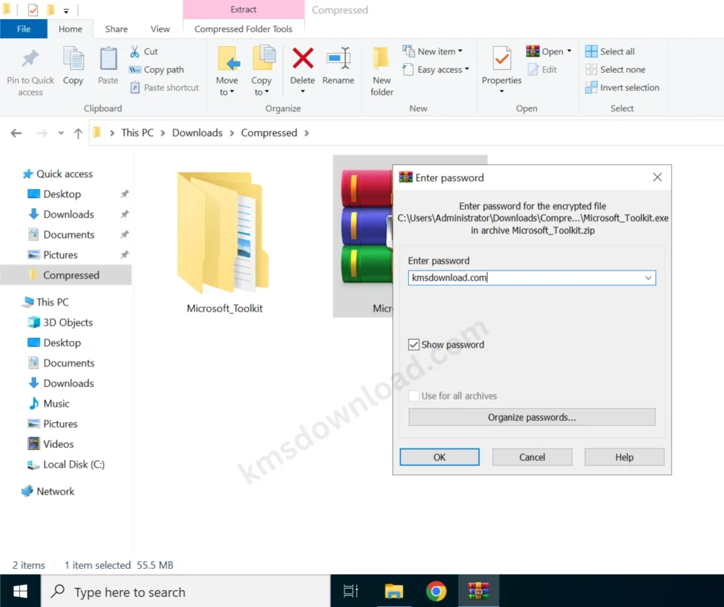 Use Password to Extract Microsoft Toolkit