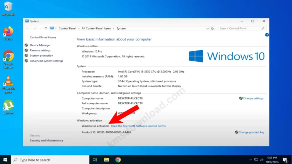 Windows 10 is Activated using KMSpico